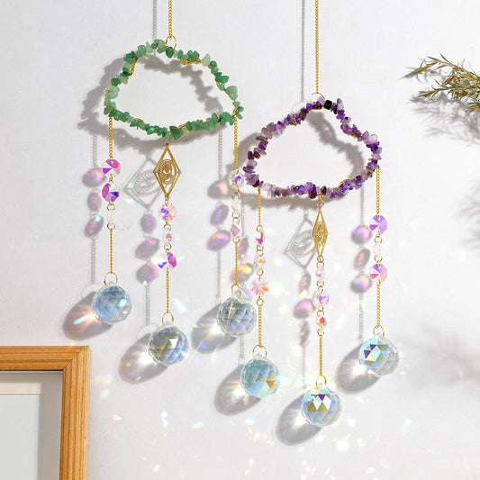 1PC Natural Healing Crystal Pendant Crystal Gravels Cloud Sun Catcher Reiki Gemstone For Home Garden Wedding Garden Decoration
